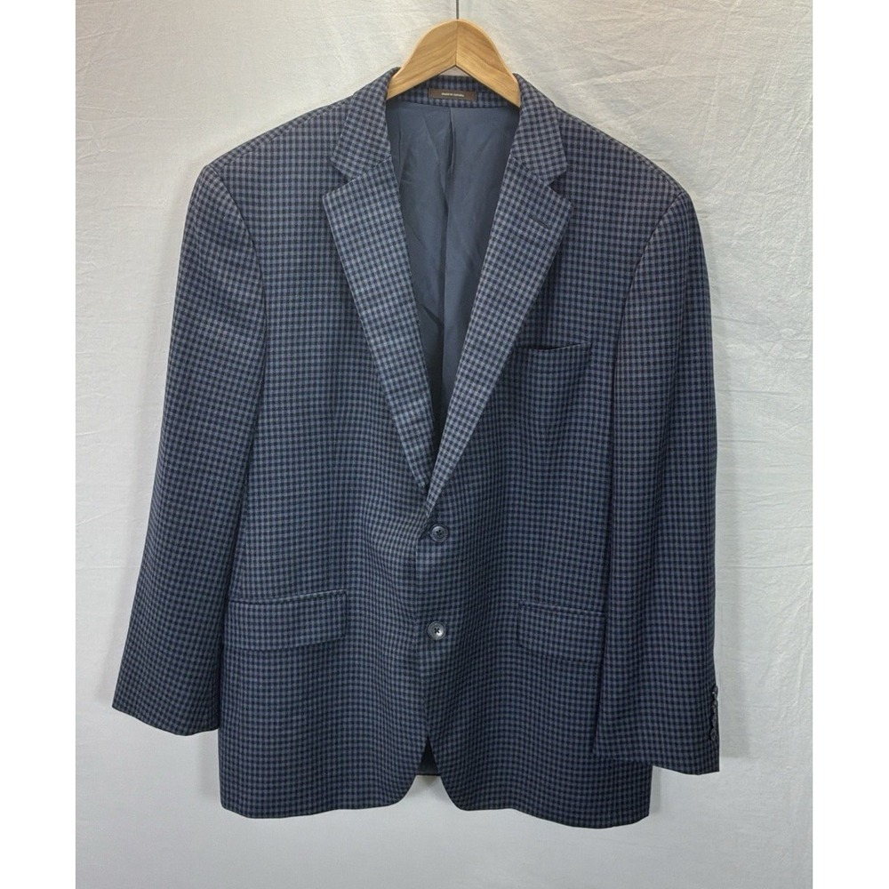 Peter Millar Men's Size 44R Blue Gingham Wool 2-Button Blazer Sport Coat Classic